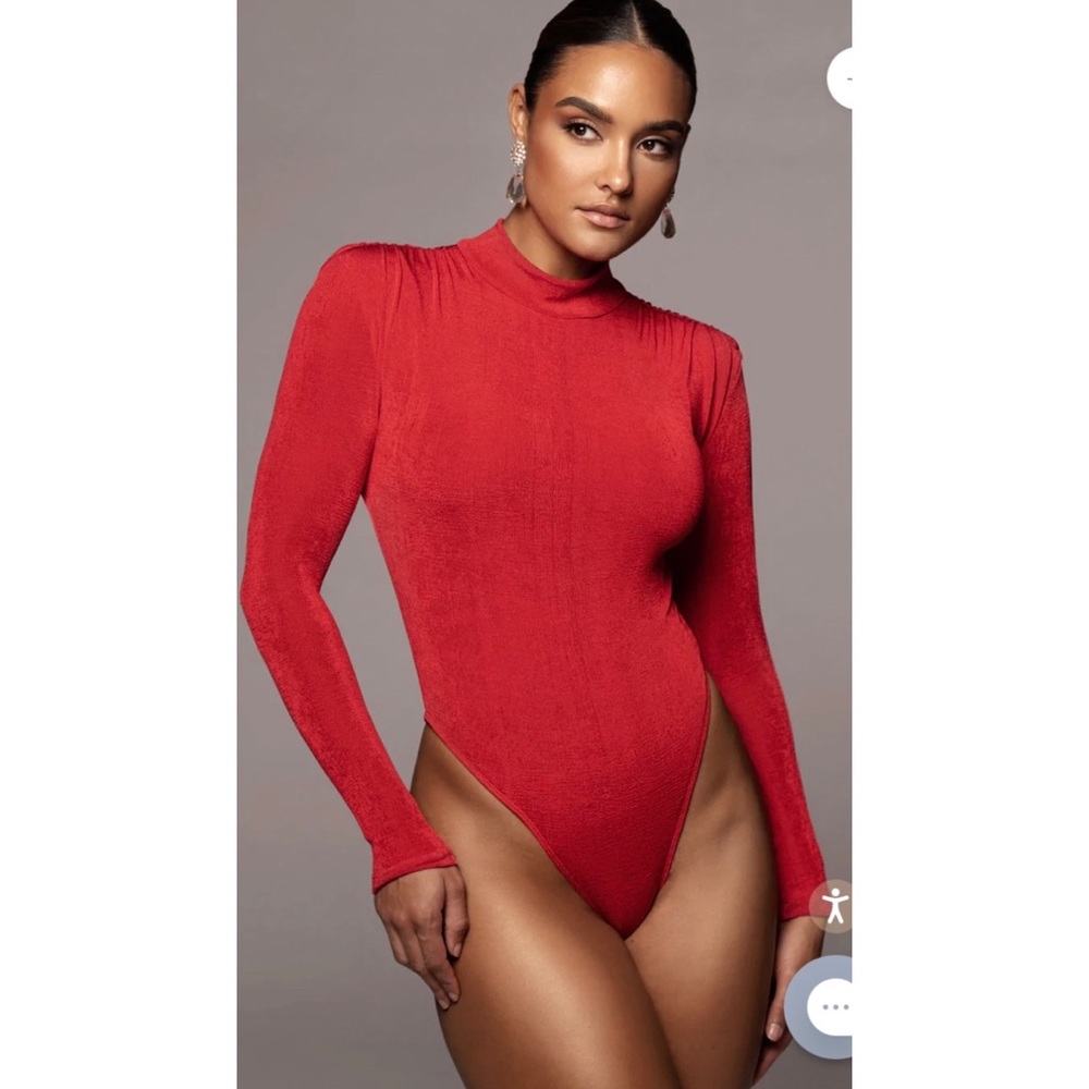 Jlux label red Kenzia high neck bodysuit. Never worn, no tags